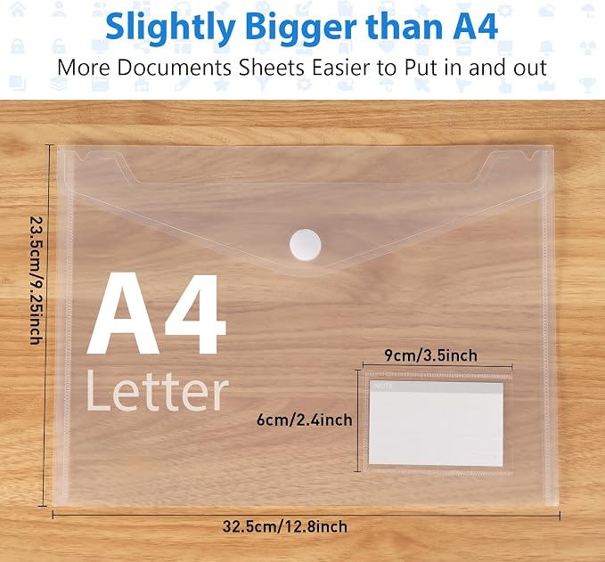 ABSOFINE 48 Pack Plastic Envelope File Folders, Transparent Folders - Image 2