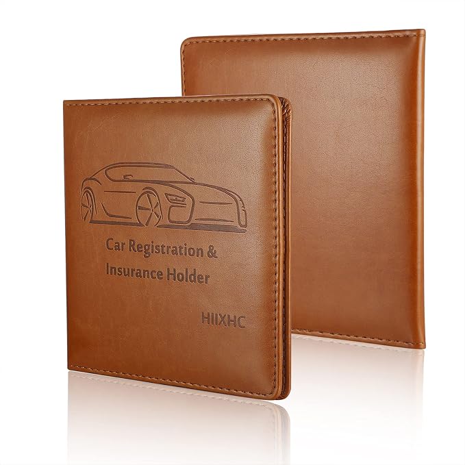 Car Registration and Insurance Holder, 5.5 x 5 Inch PU Leather Vehicle Glove - Image 2