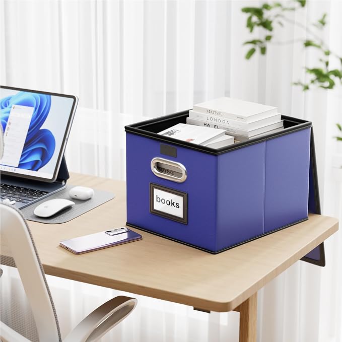 Decorative Leather File Organizer Storage Boxes - Image 2