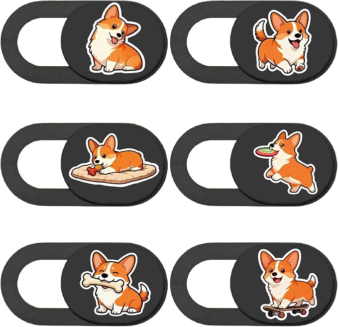 6Pcs 6 Styles Cute Camera Cover Slide Corgi Camera Cover Dogs Design Privacy by PRESSINART