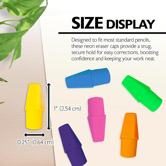 BAZIC Eraser Sets, 18 Per Pack | non-abrasive; Slide onto standard pencils; - Image 2