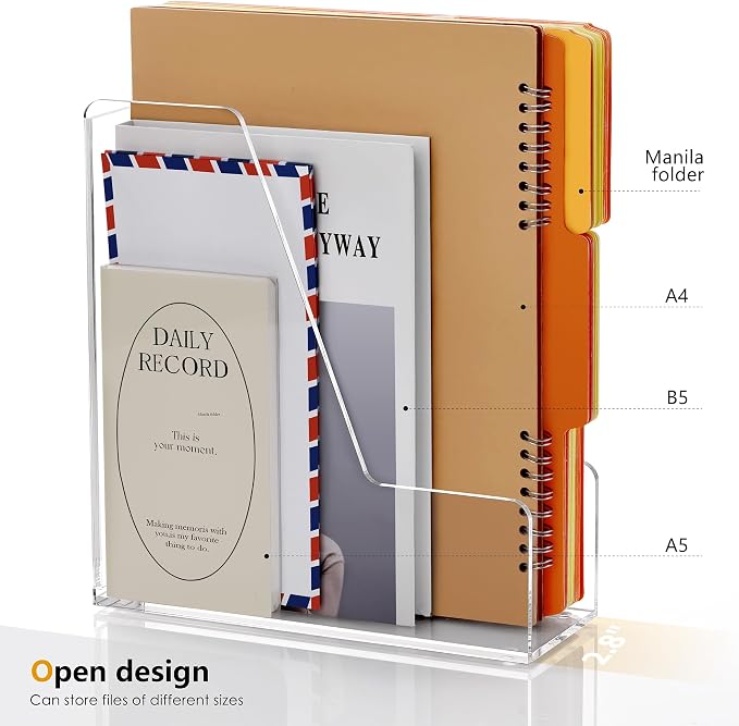SANRUI 4 Pack Clear Acrylic Vertical File Organizer, Desk Organizer and Storage - Image 6