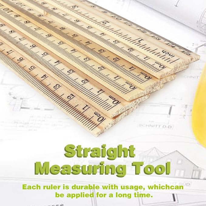 ZZTX 3 Pack Wooden Ruler 6 Inch Rulers Bulk Wood Measuring Ruler - Image 4