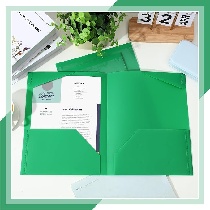 Henoyso 36 Pack Green Plastic Folders - Image 4