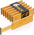 SpaceAid Bamboo Dresser Drawer Dividers 6 Pack, 4.65“ High Adjustable 17“-22” by SpaceAid