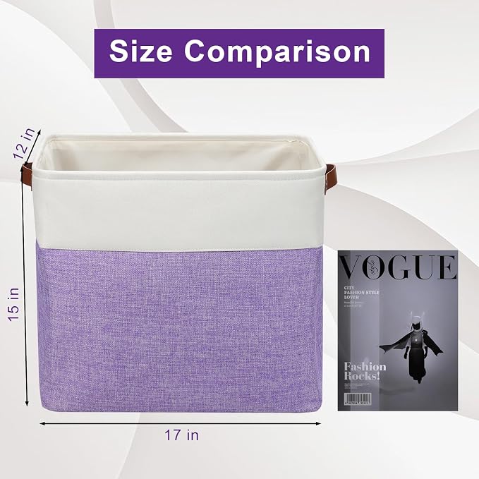 Bagnizer Large Fabric Storage Baskets | 50L Storage Bins, Decorative Linen - Image 3