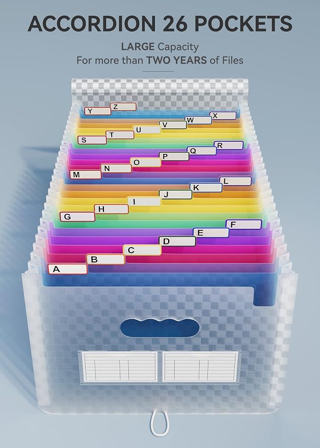 ABC life 26 Pockets Accordion File Organizer, Expanding File Folder, Portable - Image 2