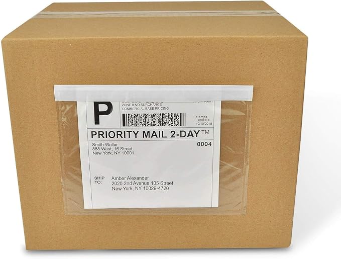 200 Pack 7.5" x 5.5" Clear Self-Adhesive Top Loading Packing List/Shipping - Image 4
