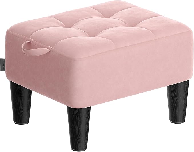 SONGMICS Foot Stool with Legs, Small Footstool Ottoman, Velvet Seat with Thick by Unknown