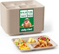 JOLLY CHEF Small Compostable 5 Compartment Paper Plates 10 * 8.25 * 1 inch 125 by JOLLYCHEF