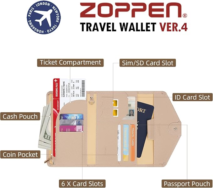 ZOPPEN Mulit-purpose Rfid Blocking Passport Holder Travel Wallet Passport and - Image 5