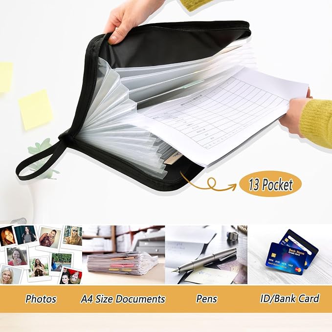 Expanding File Folder White Daisy Flower Black Accordion File Organizer 13 - Image 3