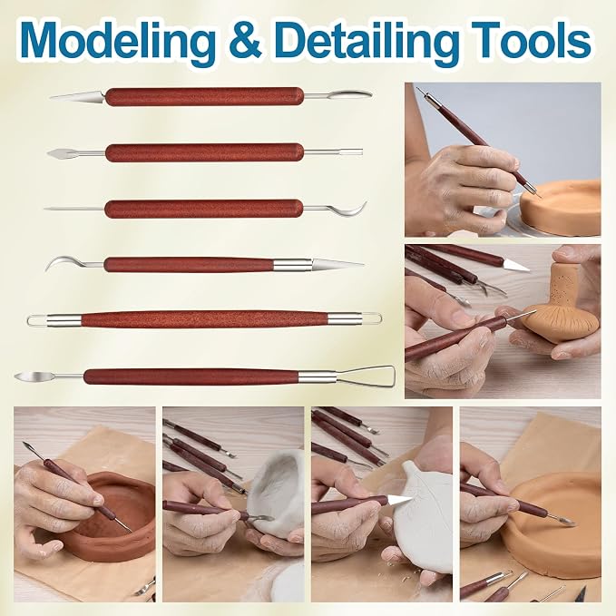 Amrules Clay Tools Kit, Double Head Practical Polymer Tool Set Suitable - Image 6