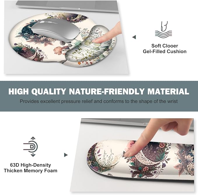 Large Desk Mat, Cute Boho Plants Mouse Pad, Apricot Desk Pad, XXL Mousepad + - Image 5