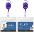 2 Pack Id Badge Holder With Clip – Transparent Purple Badge Reels with Id by WillWell