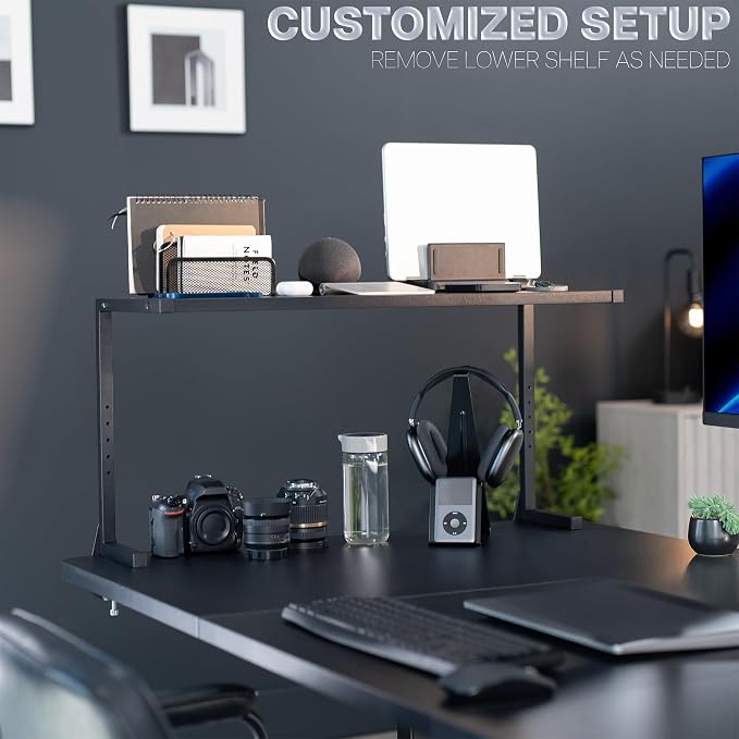 VIVO Black Clamp-on 30 inch 2-Tier Desk Shelf, STAND-SHELF30C | Above or Below - Image 9