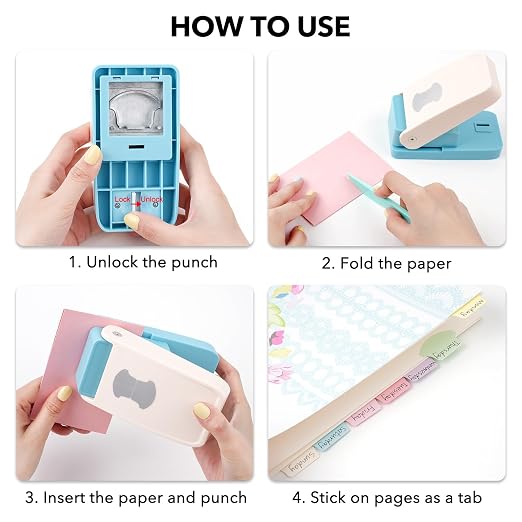 Tab Punch, Tab Puncher for Paper Crafts, DIY Index Tabs Puncher Loose Leaf - Image 2