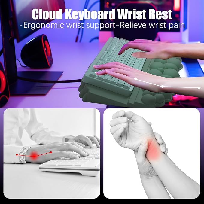 Wrist Rest with Keyboard Stand, Ergonomic Computer Wrist Support Pad, Cloud - Image 2