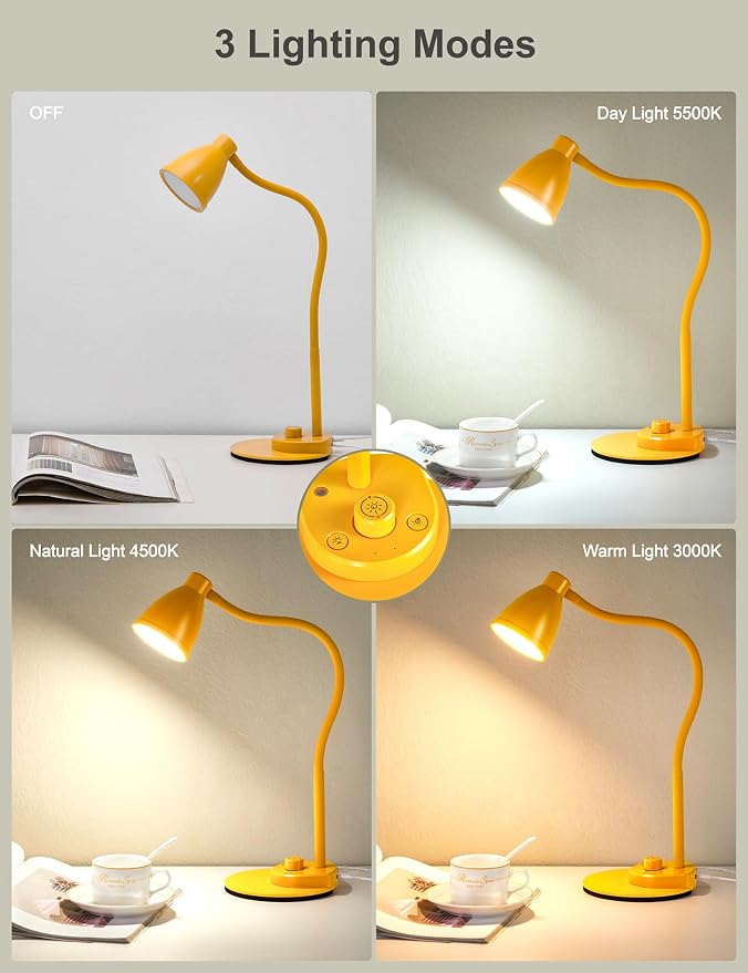 BOHON LED Desk Lamp with USB Charging Port 3 Color Modes Fully Dim, Auto - Image 2