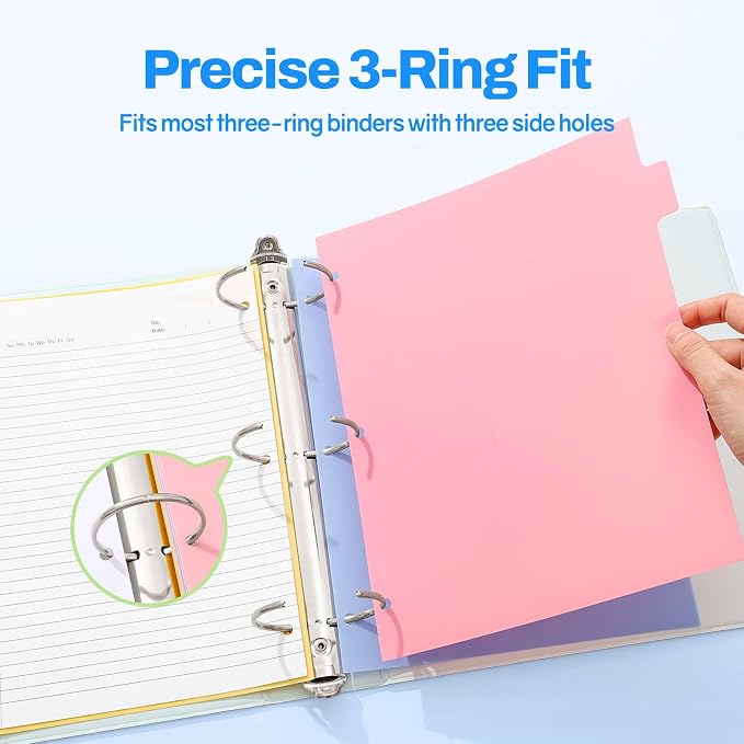 SUNEE 8 Tab Binder Dividers, Plastic Dividers - Image 3