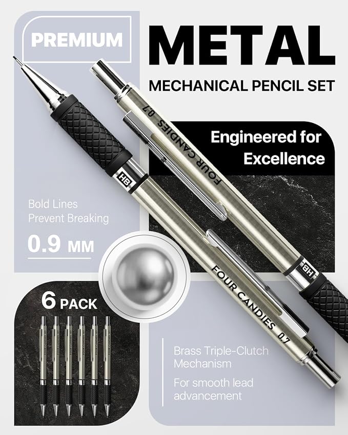 6PCS Metal Mechanical Pencil Set - Image 2