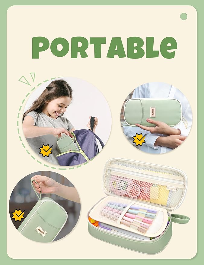 SUNEE Cute Pencil Case, Aesthetic Pen Pouch, Colored Large Pencil Bag - Image 5