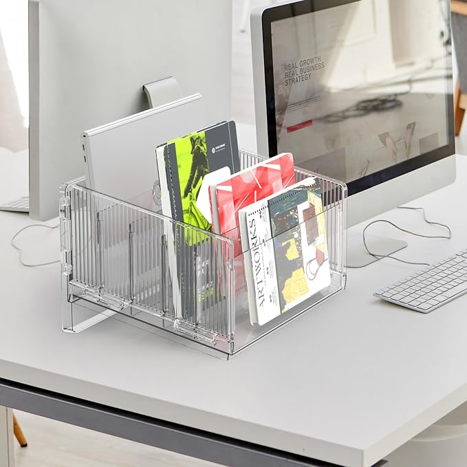 File Sorter Organizer, 5 Sections Acrylic Letter Tray - Image 2