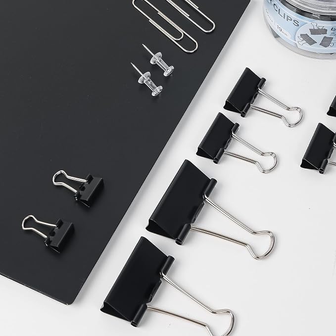 408 PCS Binder Clips Paper Clamps Assorted Sizes and Push Pins, Binding - Image 4