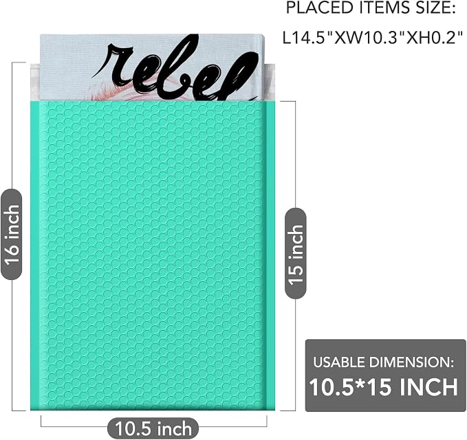 GSSUSA Teal Bubble Mailers 10.5x16 Padded Envelopes, 1 Pallet Pack of 3750 - Image 2