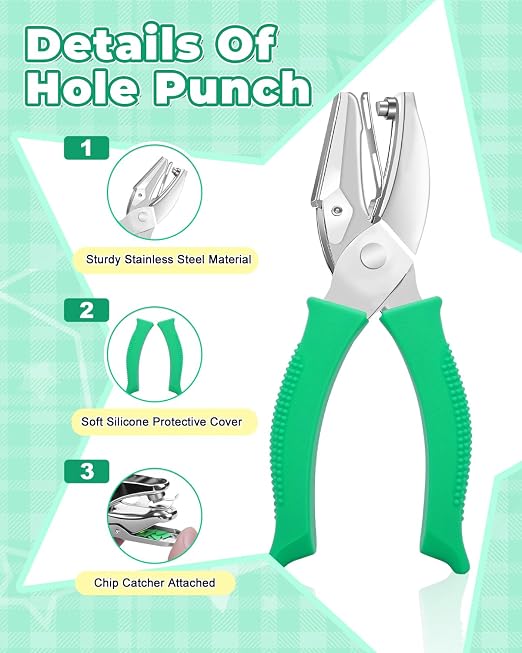 UCEC 1/4" Triangle Hole Punch Metal Handheld Paper Punch Single Hole Tag Punch - Image 3
