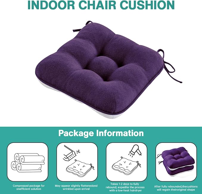BETU Chair Cushions for Dining Chairs Set of 4, 3.5" Thick Kitchen Table Chair - Image 9