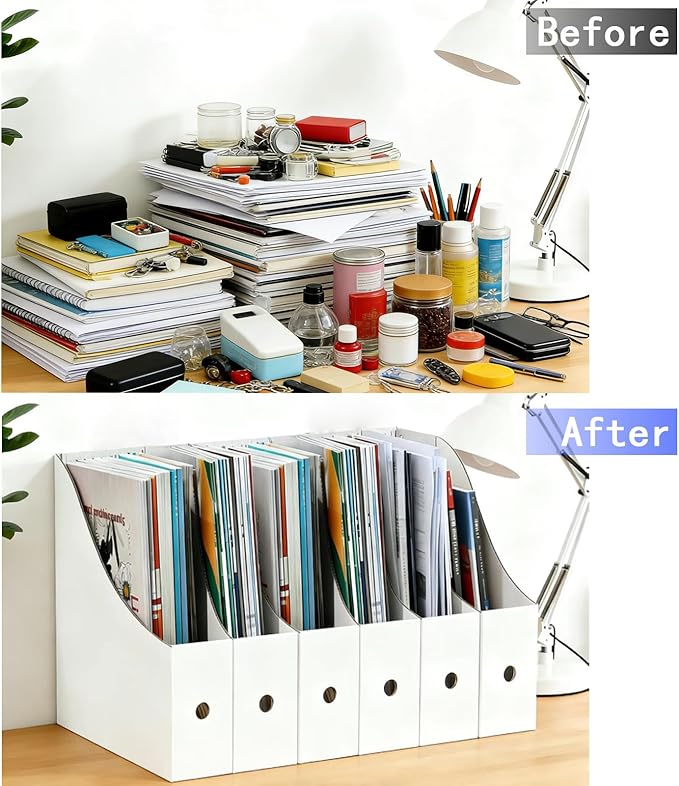 Limitliho 12 Pack White and Black Cardboard Magazine Holder, Magazine File - Image 6
