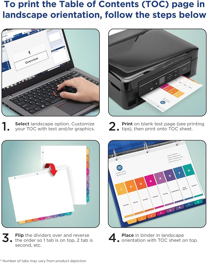 Avery 10 Tab Dividers for 3 Ring Binders, Customizable Table of Contents - Image 7