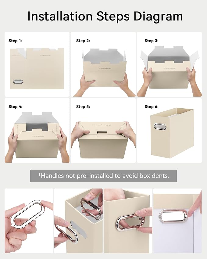 Oterri File Organizer Box, Portable Collapsible Cardboard File Folder Organizer - Image 4