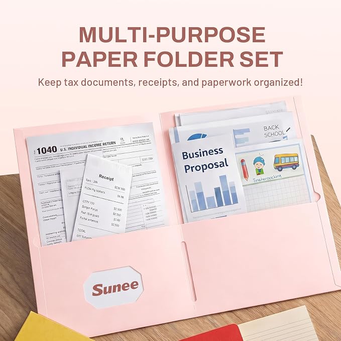 SUNEE Two Pocket Folders, 25 Pack File Folders - Image 2