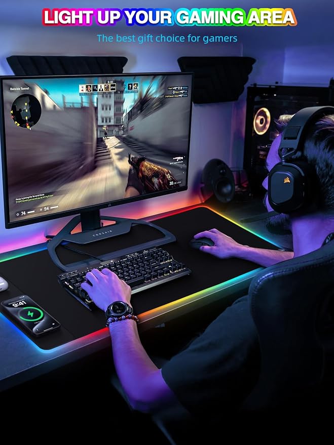 Mouse Pad with 15W Magnetic Wireless Charging, RGB Mousepad - Image 8