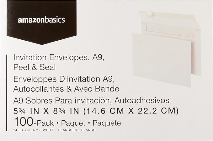 Amazon Basics A9 Blank Invitation Mailing Envelopes, Peel & Seal, No Licking - Image 6