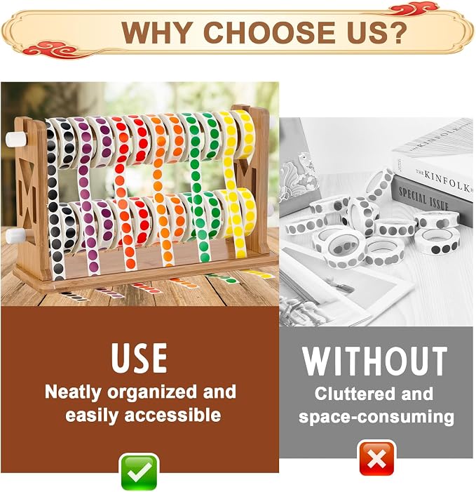Wooden Label Dispenser Label Roll Holder Dispenser 13x4.5x8 inch Label Sticker - Image 5