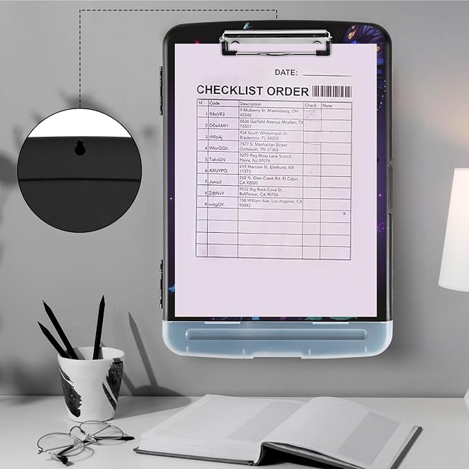 Clipboard with Storage, Heavy Duty Plastic Storage Clipboard with Low Profile - Image 4
