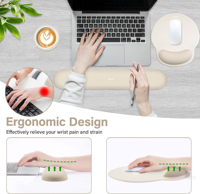 MOSISO Wrist Rest Support for Mouse Pad&Keyboard Set, Circle Curved Ergonomic - Image 3