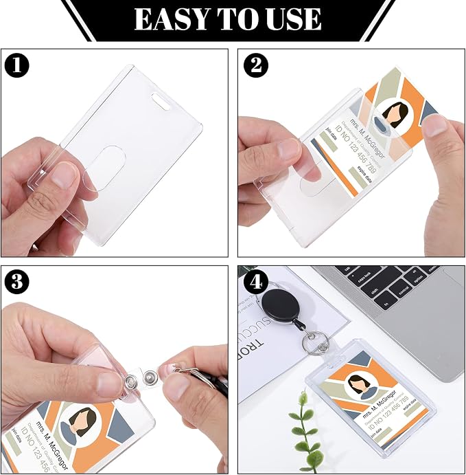 5 Set Badge Holder Retractable Clip Heavy Duty Badge Reel - Image 3