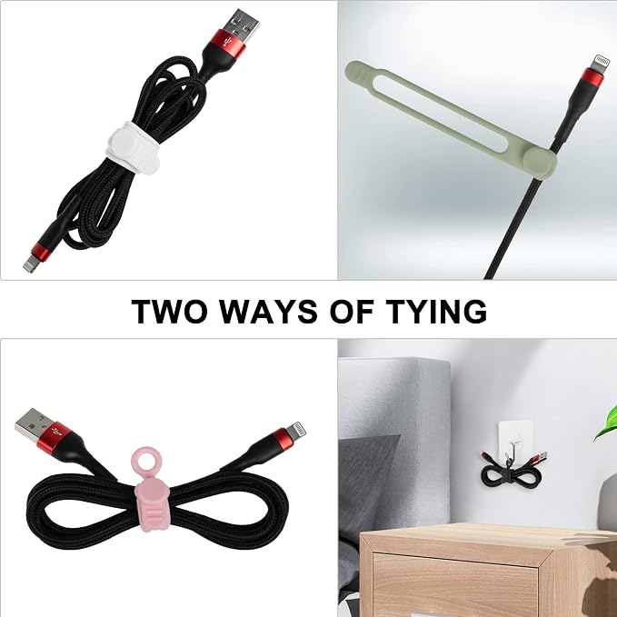 50Pcs Silicone Cable Ties Cord Organizer - Image 4
