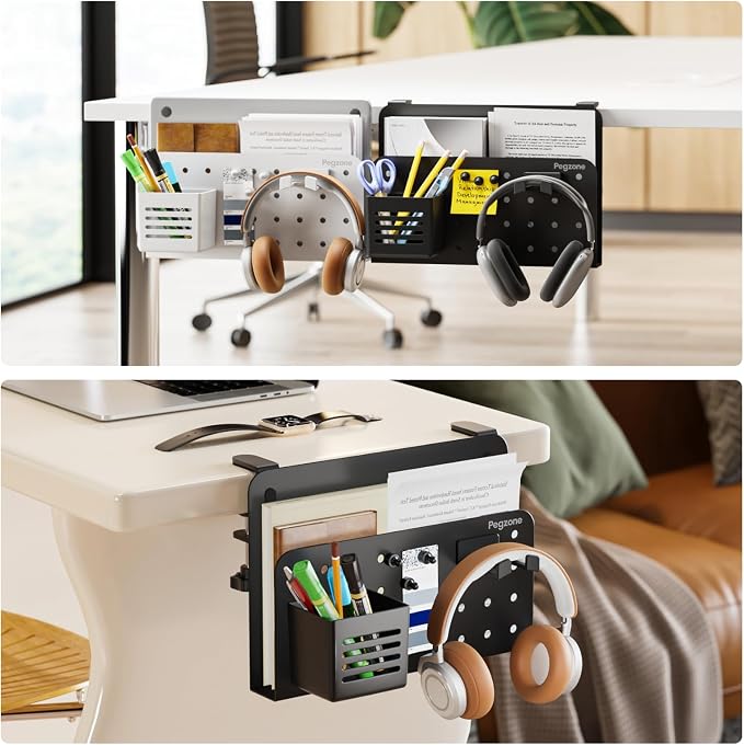 PEGZONE Desk Side Storage Organizer, No Drill Under Desk Laptop Holder - Image 8
