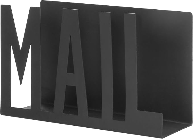 MyGift Mail Holder Organizer Countertop Modern Metal Black - Image 6