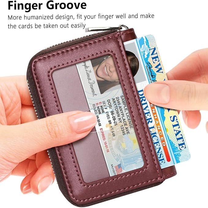 FurArt Zipper Wallet Women, RFID Blocking Credit Card Wallet, Business Card - Image 2
