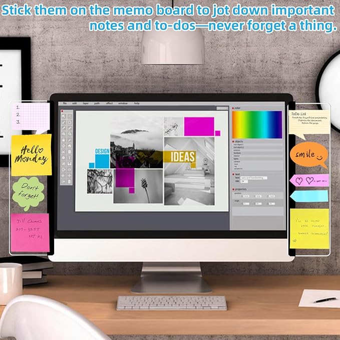 2 Pack Computer Monitor Memo Board, Acrylic Computer Monitor Sticky Note Holder - Image 7
