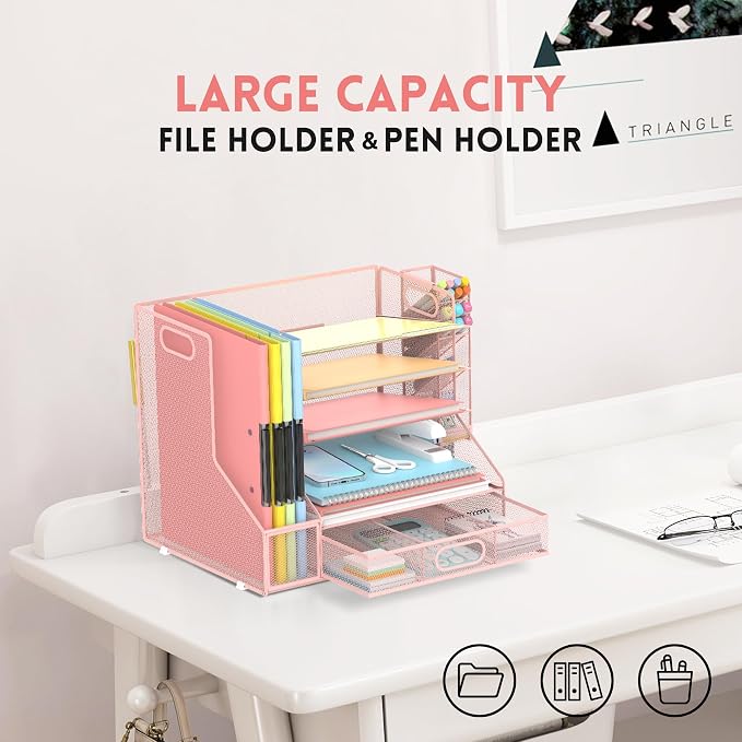 DALTACK Mesh Desk Organizer, 5-Tier Paper Letter Tray - Image 2
