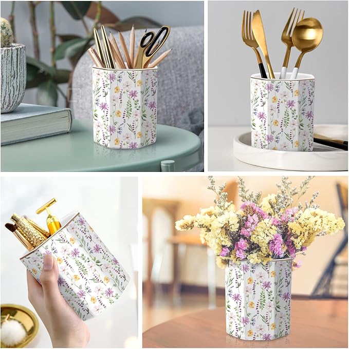 Ceramic Floral Pencil Pen Holder, Cute Stationery Holder - Image 3