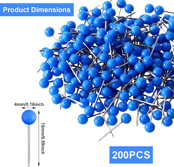 XIHIRCD 200pcs Push Pins, Map Tacks Round Head Map Push Pins Small Thumb Tacks - Image 2