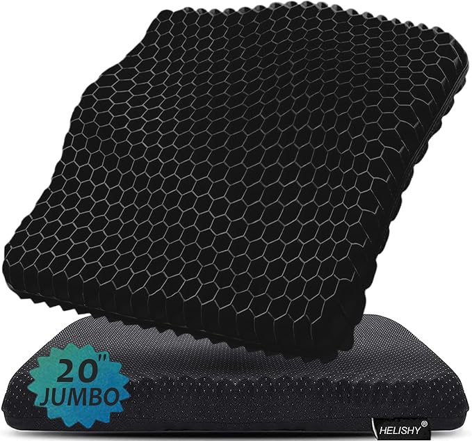 20" Gel Seat Cushion for Long Sitting Pressure Relief by Helishy